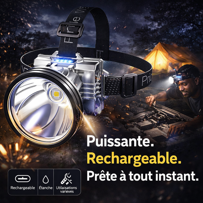 🔦 Lampe Frontale LED Rechargeable Ultra Puissante