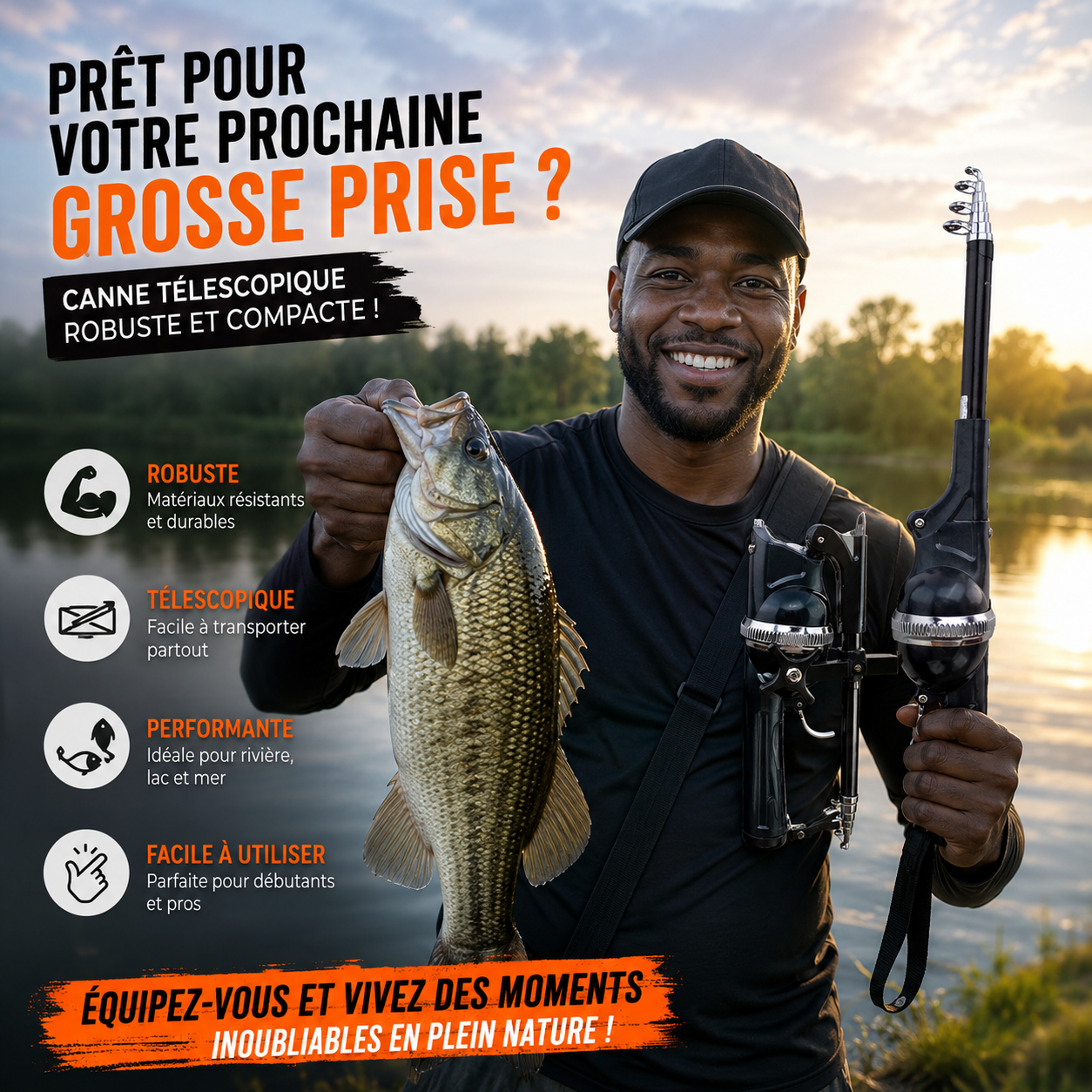 🎣 COMPACTE, ROBUSTE ET PRÊTE POUR LES GROSSES PRISES !