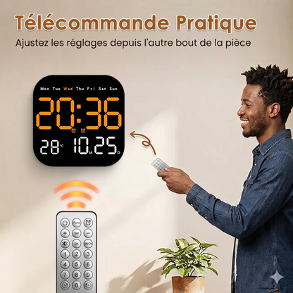 Horloge Murale Numérique Design Élégant - Affichage Intuitif