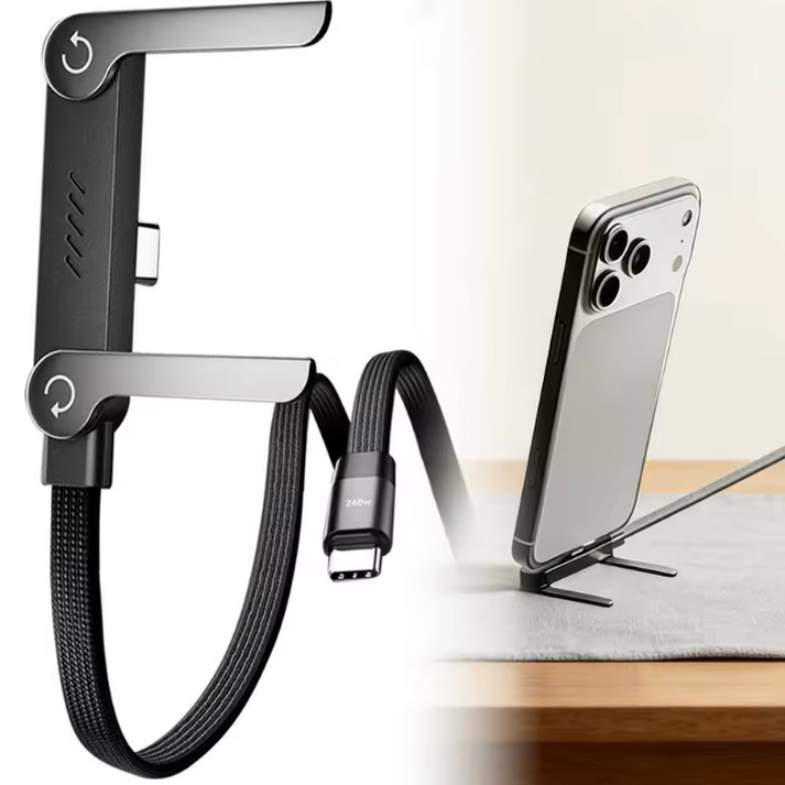 ACHETÉ = 1 OFFERT (PROMO SPÉCIALE)⚡Câble de Charge Rapide 240W avec Support Téléphone